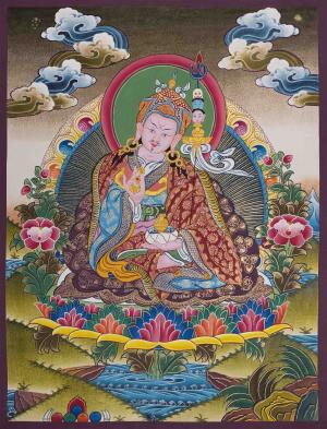 Beautifully Hand-Painted Guru Rinpoche Thangka | Guru Padmasambhava | Lotus Born